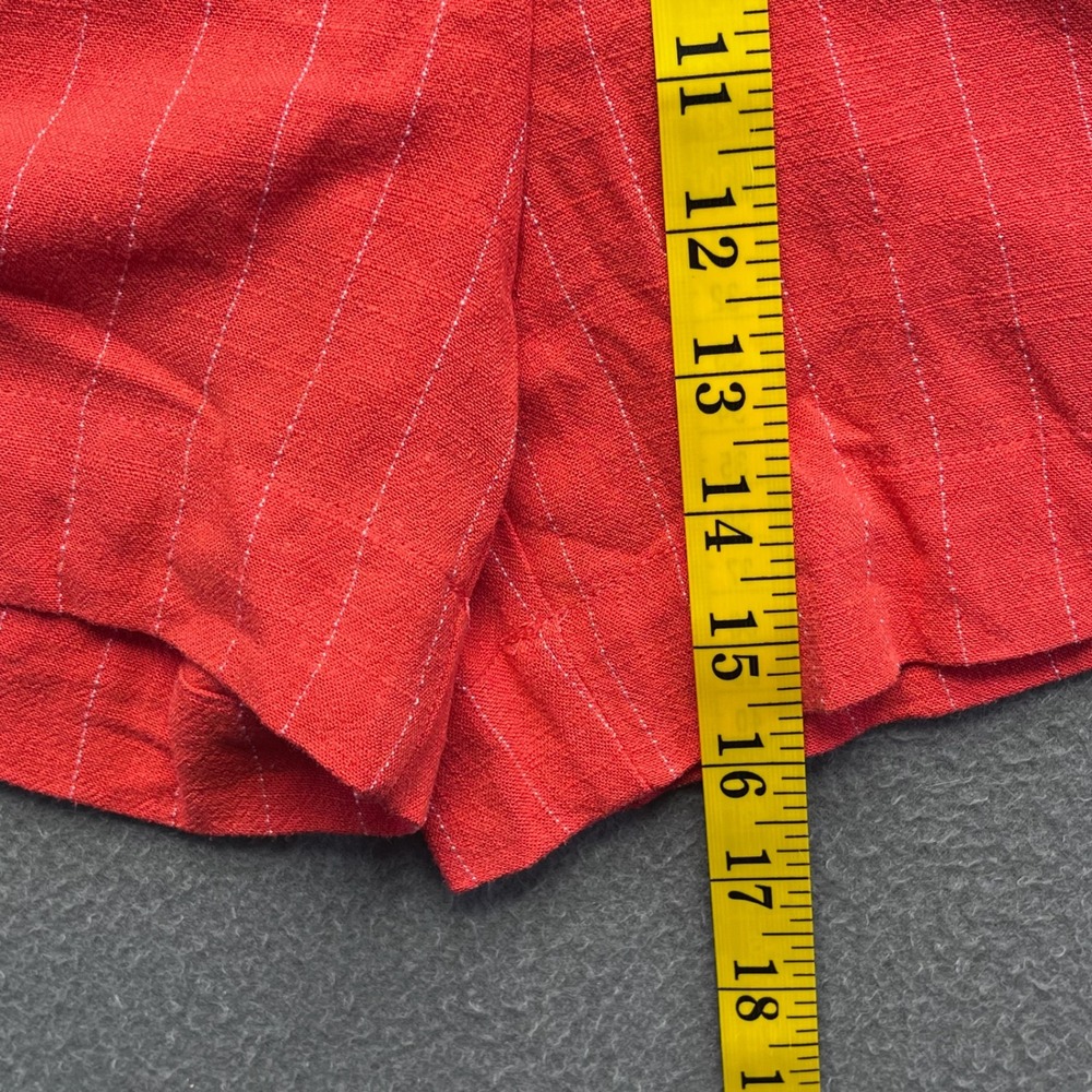 Draper James Women Vest and Shorts Set Rayon Linen Red Pinstripe Medium Preppy - Picture 10 of 12